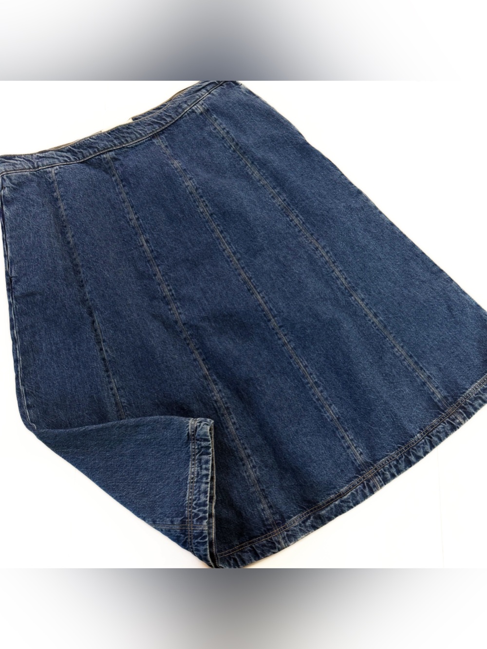 Boden Skirt Womens 14 Joy Panelled Denim Midi High Rise - Picture 2 of 8